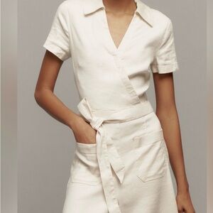 Maeve by Anthropologie - Culotte Wrap Jumpsuit; Cream Denim